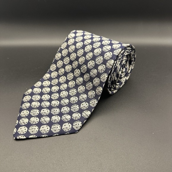 Valentino Other - Oliver By Valentino Silk Tie Navy Dice Pattern Made In Italy NWOT